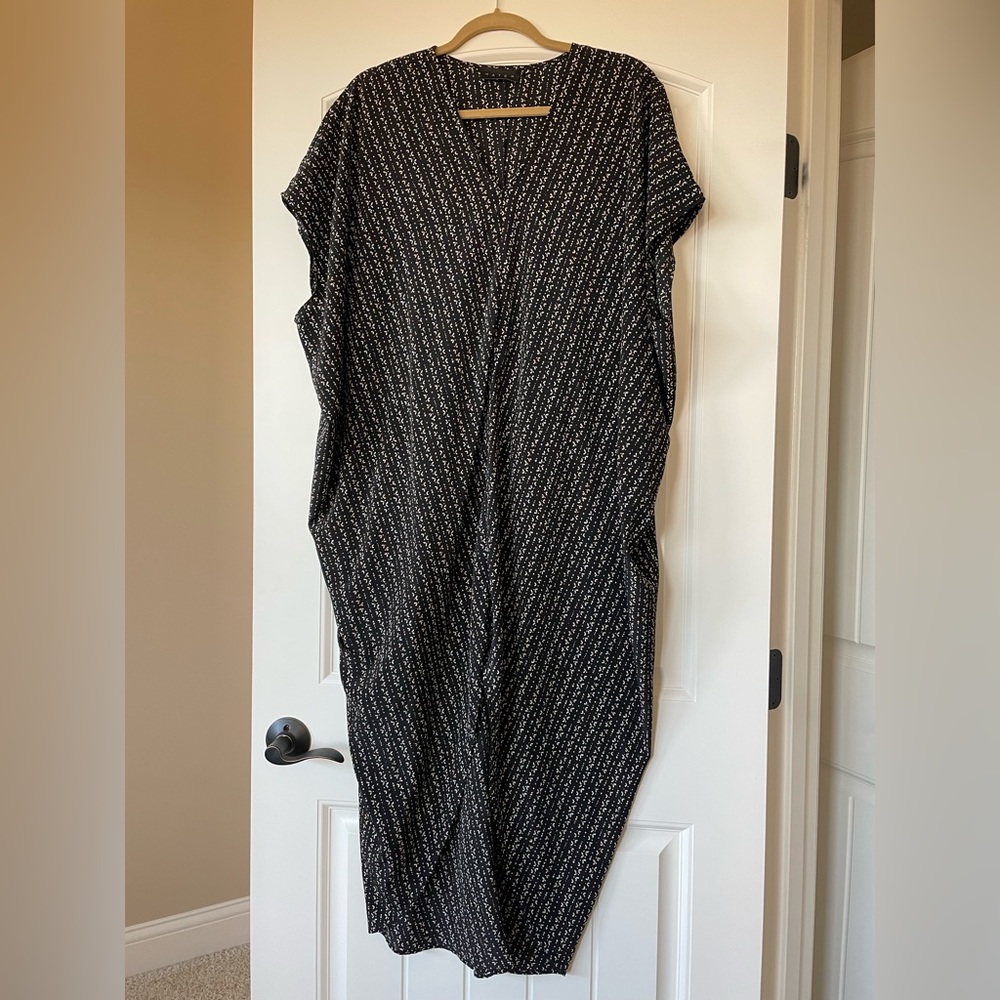 Hatch Black Printed Draped Midi Dress
